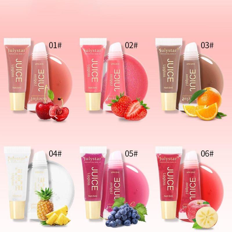 Fruit Flavor Lip Oil, 6 Counts Long Lasting Moisturizing Lip Gloss, Glossy Lip Glaze Stick, Plumping Lip Oil Lip Stick for All Occasions Makeup, Girls and Women, Makeup Cosmetic Products