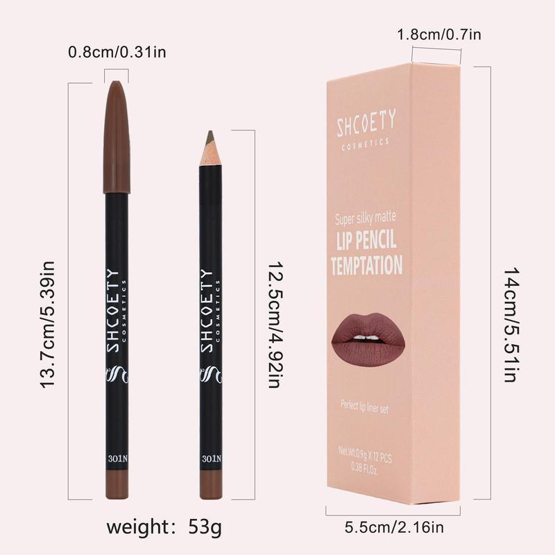 Waterproof Long Lasting Lip Liner Pencil, 12pcs Matte Lip Liner Set, Natural Lip Color Tinted Lip Liner Pen, Girls and Women Makeup Accessories for All Occasions