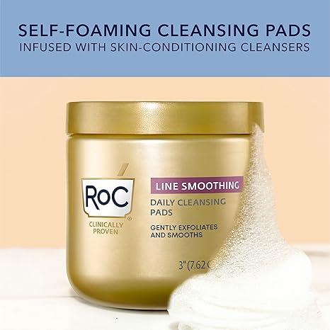 RoC Resurfacing Disks, Hypoallergenic Exfoliating Makeup Remover Pads for Wrinkles and Skin Tone, Hypo-Allegenic Skin Care, Oil-Free Daily Cleanser, 28 Count (Packaging May Vary)