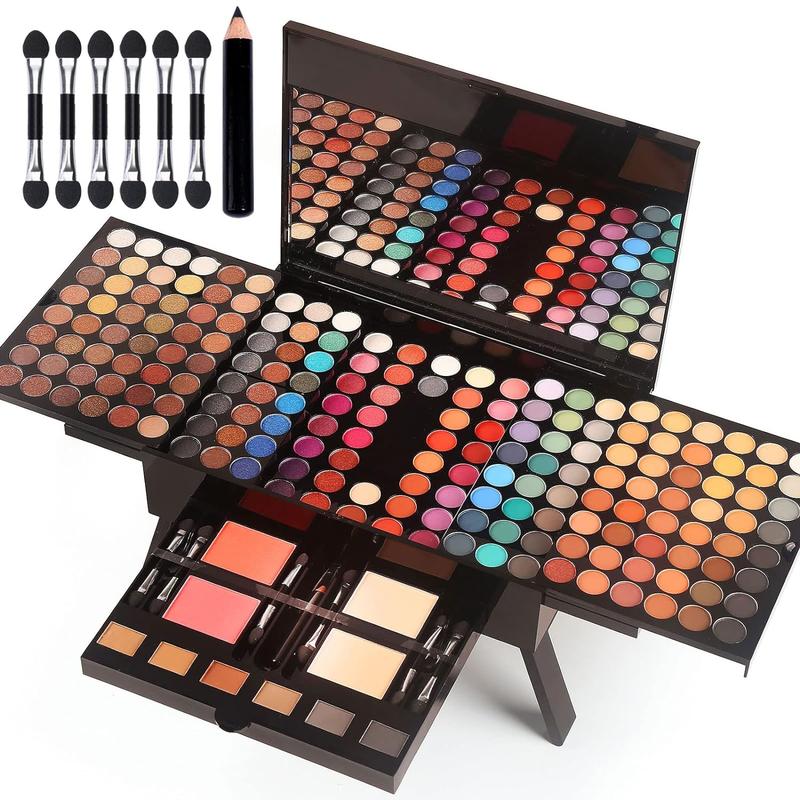 Makeup Sets Full Kits - 190 Colors Cosmetic Gift Set with Eyeshadow, Blush, Eyebrow Powder, Face Concealer, Eyeliner Pencil, and Full-Size Mirror, Complete Makeup Palette Kit