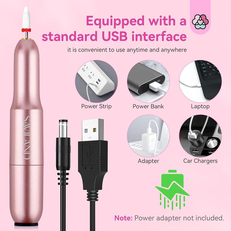 Electric Nail Drill - Electric Nail File Efile Nail Drill Professional Manicure with 6PCS Nail Drill Bits