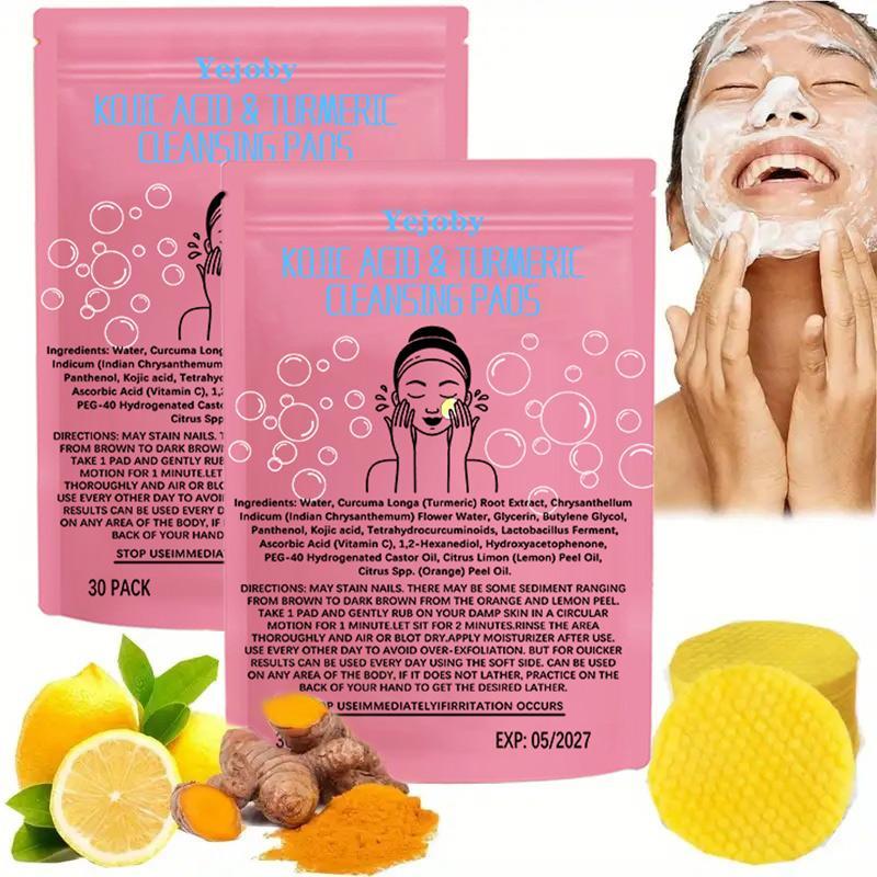 [$17.99 Get 2 Pack] Turmeric Cleansing Exfoliating Pads Facial Cleansing Skincare Comfort Turmeric & Ginger Cleansing Pads, 30pcs Bags Exfoliating Skin Care Pad, Deep Cleansing Facial Skin Care Product for Women & Men