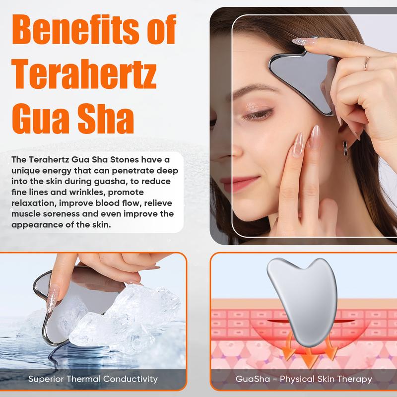 InfiniteRelax Terahertz Gua Sha Facial Tools, Guasha Tool for Face and Body, Gua Sha Massager Tools for Reduce Puffiness and Improve Wrinkles Skincare Comfort