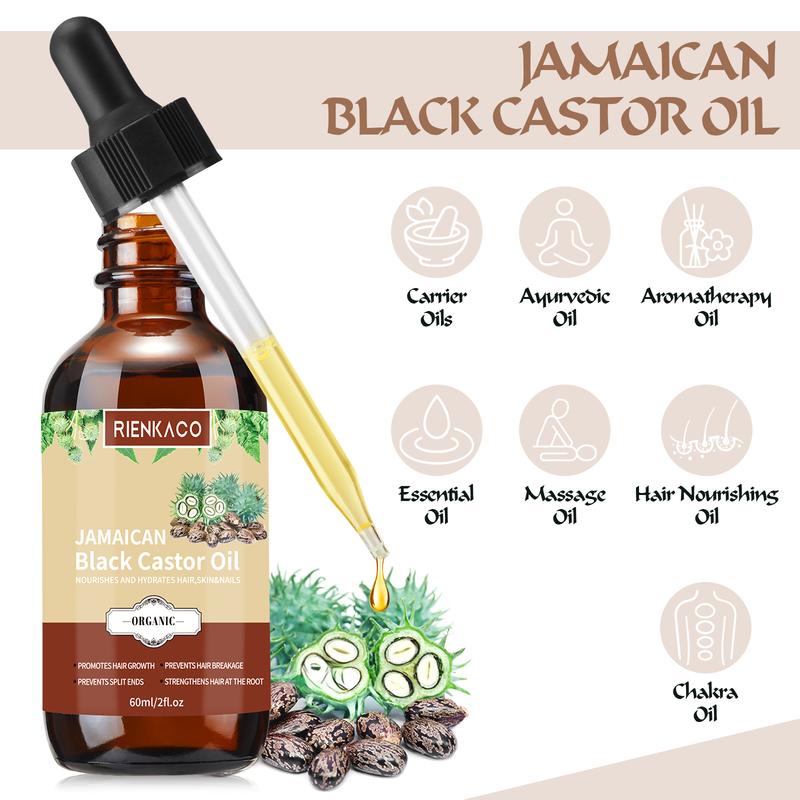 Rienkaco Jamaican Black Castor Oil(60ml), Haircare Comfort, Hair Growth, Eyebrow Care, Skin Care, Nourishes and Hydrates Hair