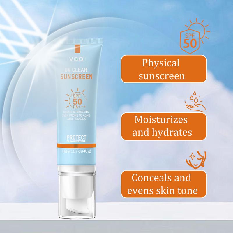 VGO-Buy one get one free Moisturizing Sun Cream SPF 50 PA+++ 48g Facial Lightweight Skincare Sunscreen Makeup Skin Repair