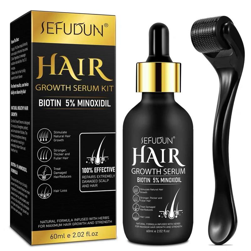 Sefudun 5%  Minoxidil Hair Serum(60ml), with Hair Roller Set,  Deals for You Days