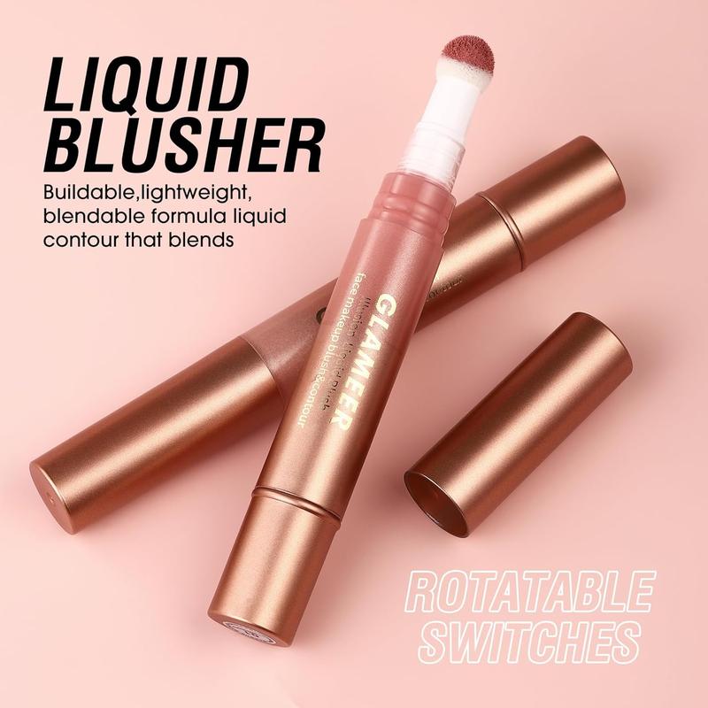 Blush Stick,Liquid Blush Stick,Silky Smooth Creamy Formula,Lightweight Blendable Blush Rouge Stick,Naturally Sculpted Look Professional Beauty Makeup Blush (01 02)