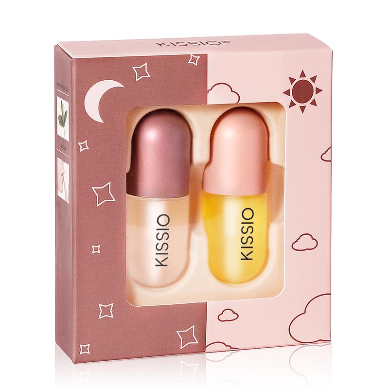 KISSIO Lip Plumper Set,Refer to reviews before purchasing,the effect varies from person to person. If you don't meet your expectations, please seek help from customer service. Very Small Package, Easy to Carry,Natural Lip Care,Day and Night use(2PCS)