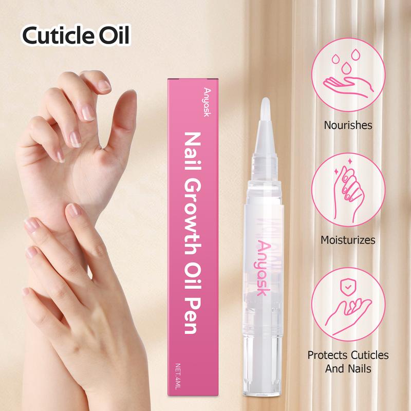 Anyask Nail Growth Oil Jojoba, Organic Cuticle Oil pens for Nourishes and Moisture, Nail Strengthener for Brittle Breaking Thin Nails, Nail Care