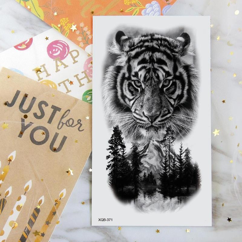 Forest Tiger Pattern Temporary Tattoo Sticker, 2 Counts Waterproof Body Art Temporary Sticker, Suitable for Unisex,  Fake Tattoo