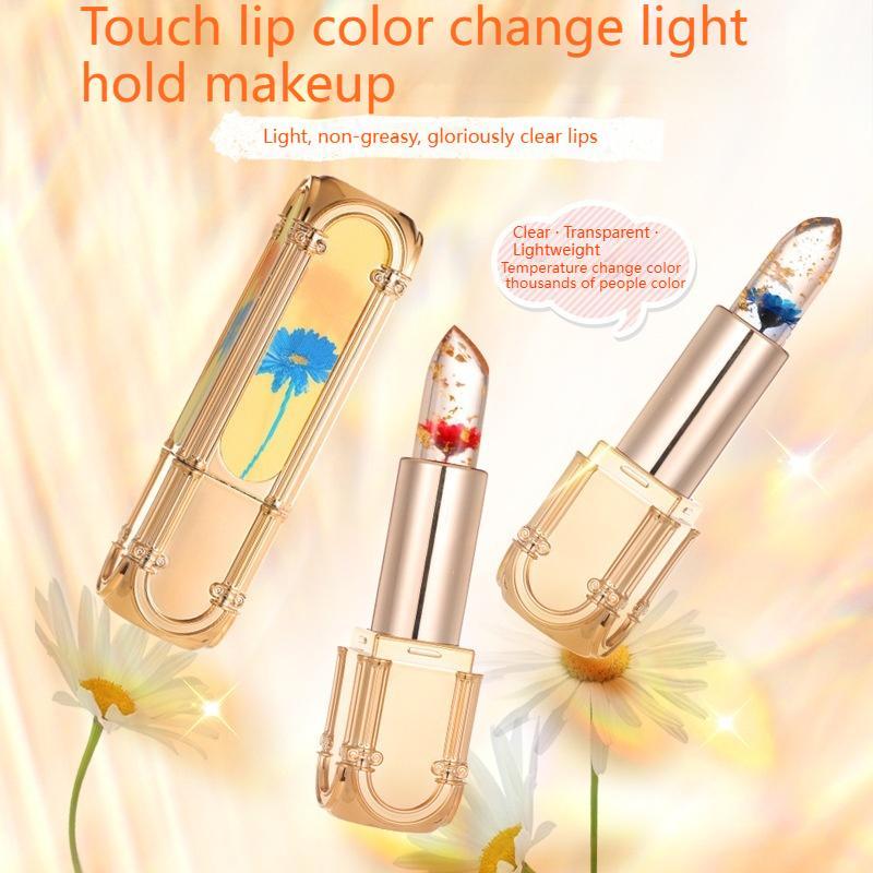 Flower Design Temperature Color Changing Lipstick, Thermochromic Lipstick, Moisturizing Long Lasting Tinted Lip Balm