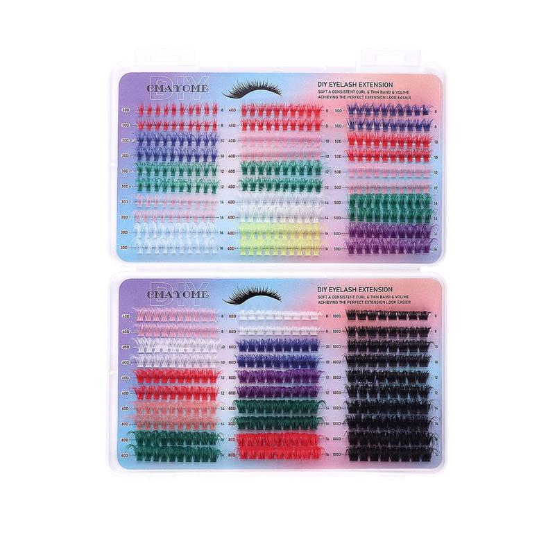 Colorful Mixed Length Individual False Eyelashes, 570pcs set Natural Look Eyelash Extensions, Self Grafting Curl Eyelashes, Eye Makeup Enhancement