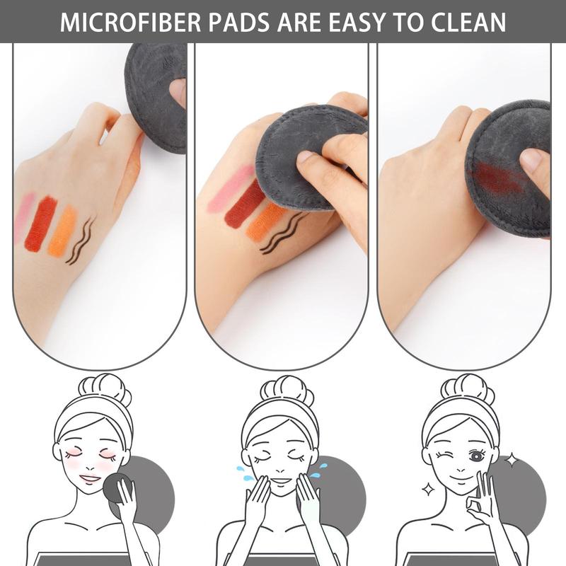 Reusable Facial Cleansing Puff, 20pcs Soft Microfiber Sponge with Storage Mesh Bag, Facial Skin Care Tool for All Skin Types