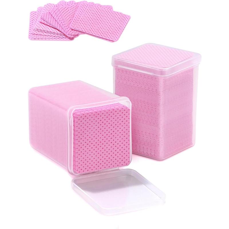 Lint Free Nail Wipes, 400 PCS Non-Woven Fabric Nail Cleaning Pads Pink Lash Extensions Glue Cleaning Wipes Nail Salon Supplies (400 PCS)