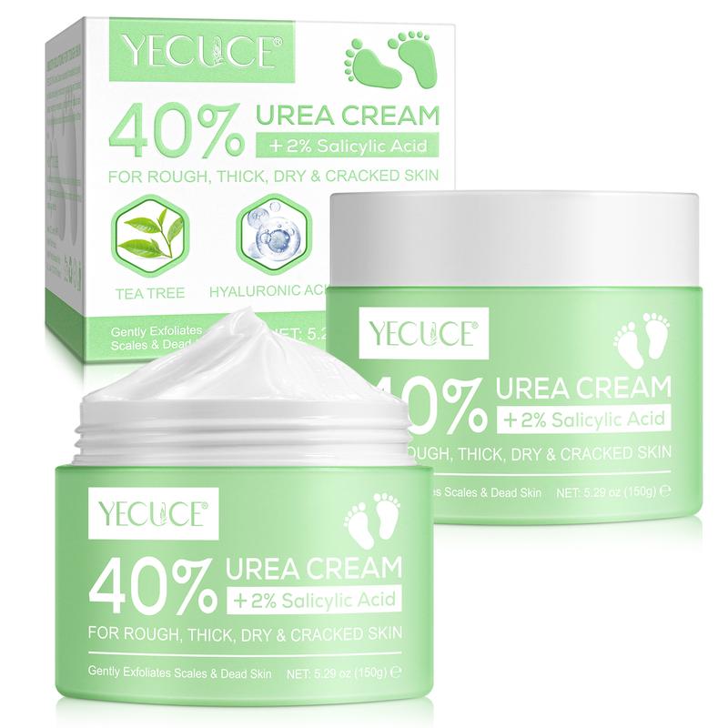 YECUCE 40% Urea Cream +2% Salicylic Acid , Hyaluronic Acid Moisturizing,  Foot Cream & Hand Cream Maximum Strength with Tea Tree & Aloe Vera For Deep Moisturizes Exfoliation,  Callus Remove, Hydrate Callus Remover & Soften For AIl Skin Types Jojoba Nails