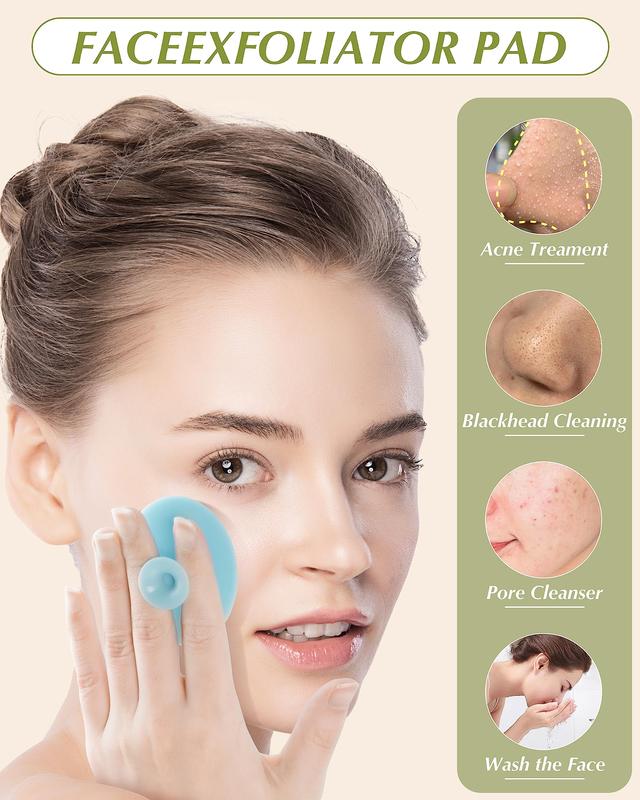 8 PCS Silicone Face Scrubber Exfoliator for Women, Face Cleansing Brush Blackhead Acne Pore Pad for Deep Cleaning Skin Care,Summer Comfort  Gift