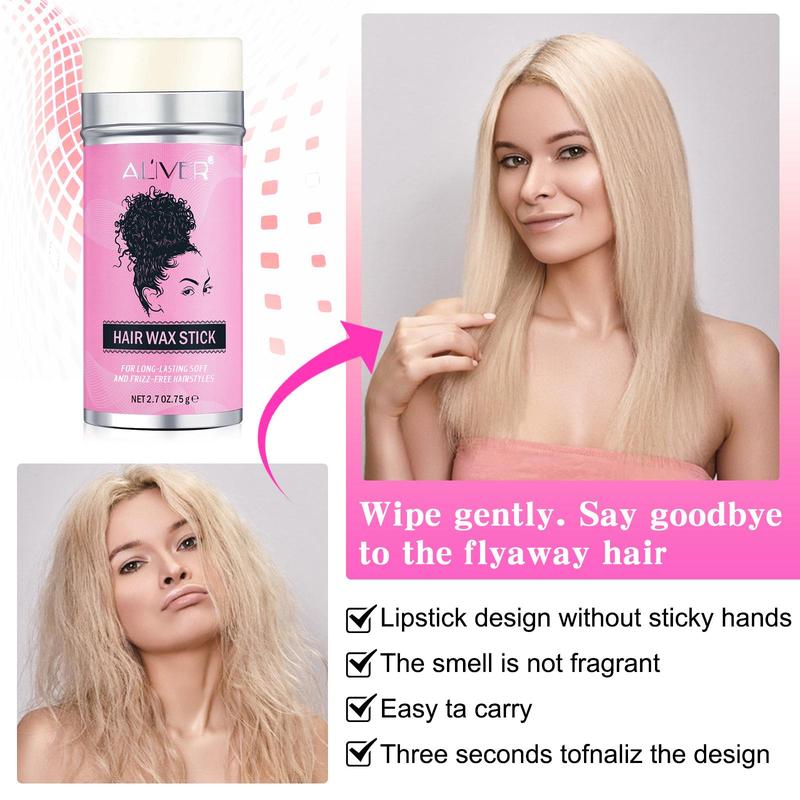 Hair Wax Stick with 3 Counts Comb, Long-lasting Styling Hair Wax Stick, Non-greasy Hair Styling Product for Women & Men