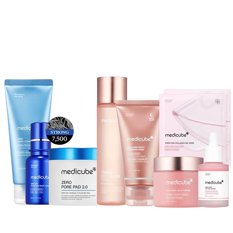 [Medicube Official] Affordable Glass Glow Skincare Set  Includes 9 top-selling products for gentle skin renewal