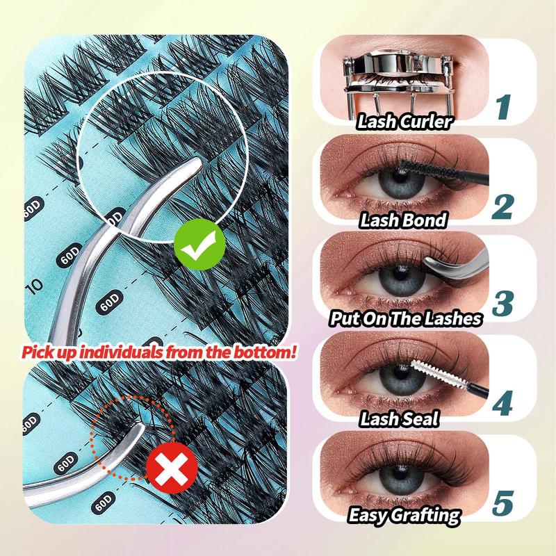 Mixed Length Individual Lashes, 540pcs set Natural Look Eyelash Extensions, Self Grafting Curl Eyelashes, False Eyelashes for Women & Girls Makeup, Christmas Gift