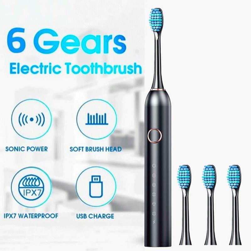 Electric Toothbrush Set for Christmas Gift, 1 Box Rechargeable Sonic Teeth Cleaning Toothbrush with 8 Counts Brush Heads & Storage Box, Oral Care Product for Adults