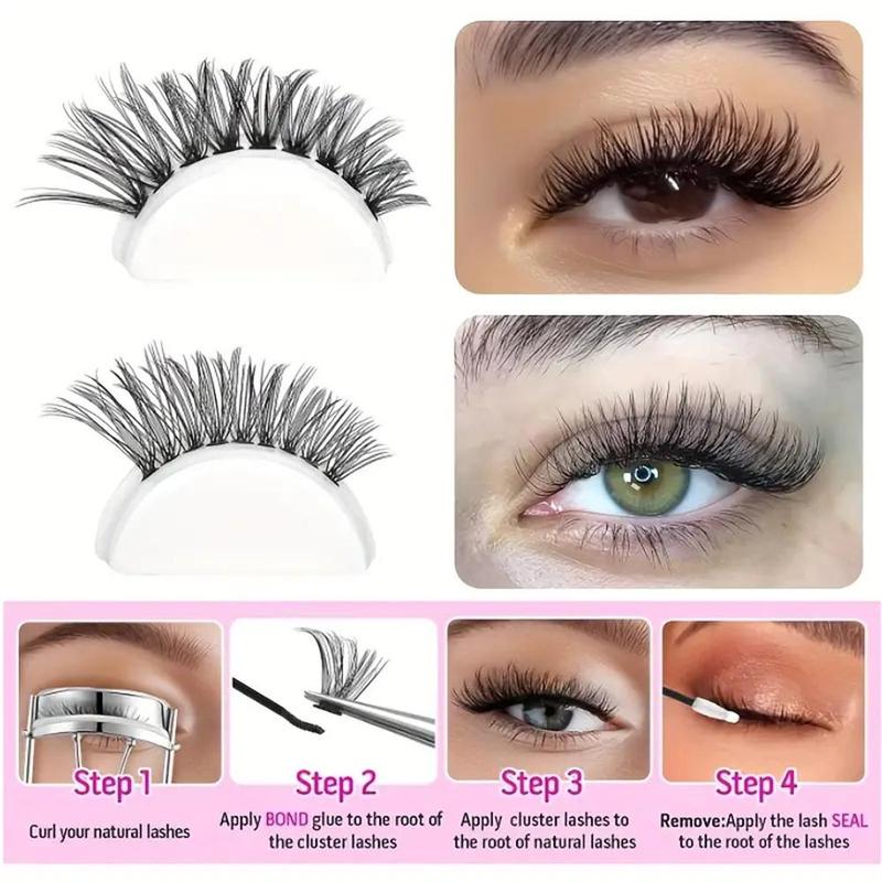 Natural False Eyelashes, 1 Set Individual False Eyelashes, Fluffy Curly Faux Cluster Lashes, Portable Makeup Tool for Women, Fall Gift, Birthday Gifts, Christmas, Christmas Gift