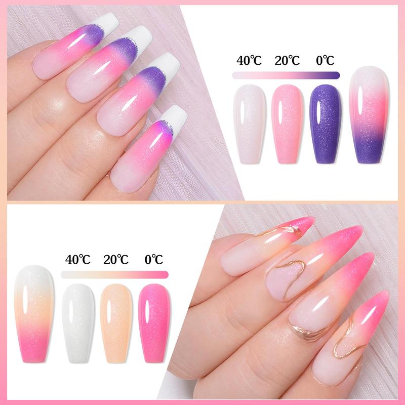 Color Changing Gel Nail Polish Set, 12pcs set Temperature Changing Semi Permanent Nail Art Gel Varnish, Nail Art & Nail Polish for Women & Girls