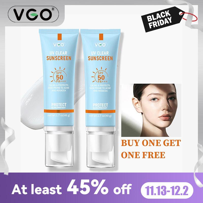 VGO-Buy one get one free Moisturizing Sun Cream SPF 50 PA+++ 48g Facial Lightweight Skincare Sunscreen Makeup Skin Repair