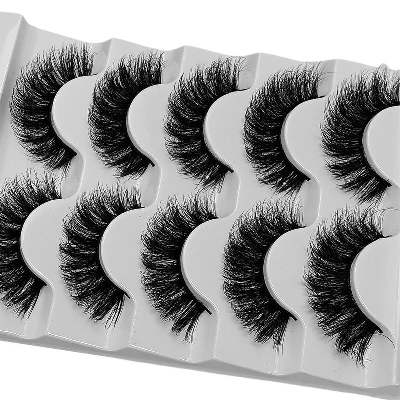 Fluffy False Eyelashes, 5 Pairs Natural Faux Cluster Lashes, Volumized False Eyelashes For Women And Girls Makeup Enhancement