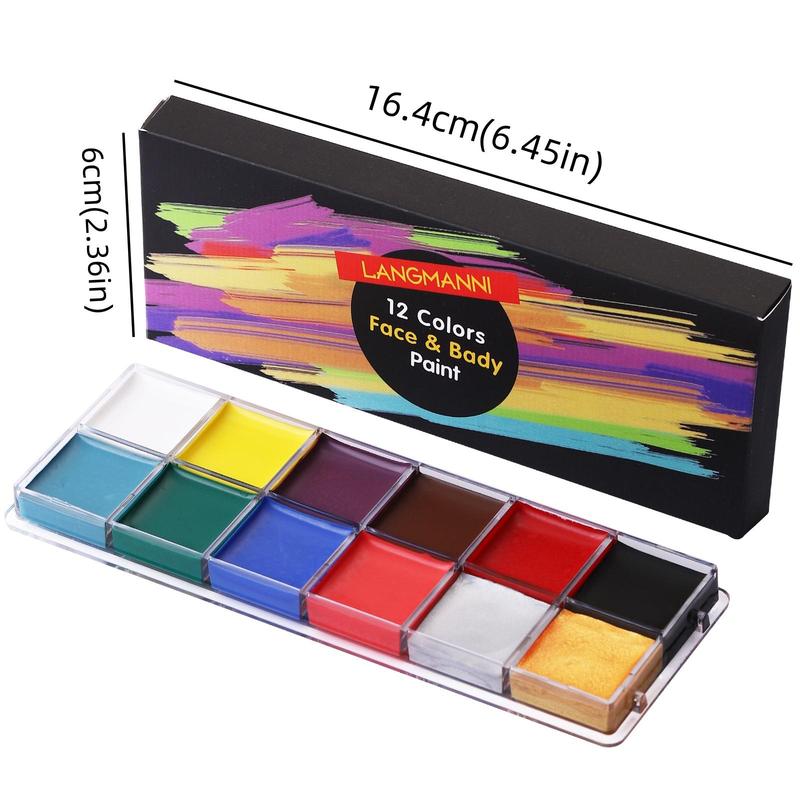 12 Colors Face & Body Paint Palette, 1 Box Highly Saturation DIY Body Paint Palette, Body Makeup for Cosplay, Party, Festival