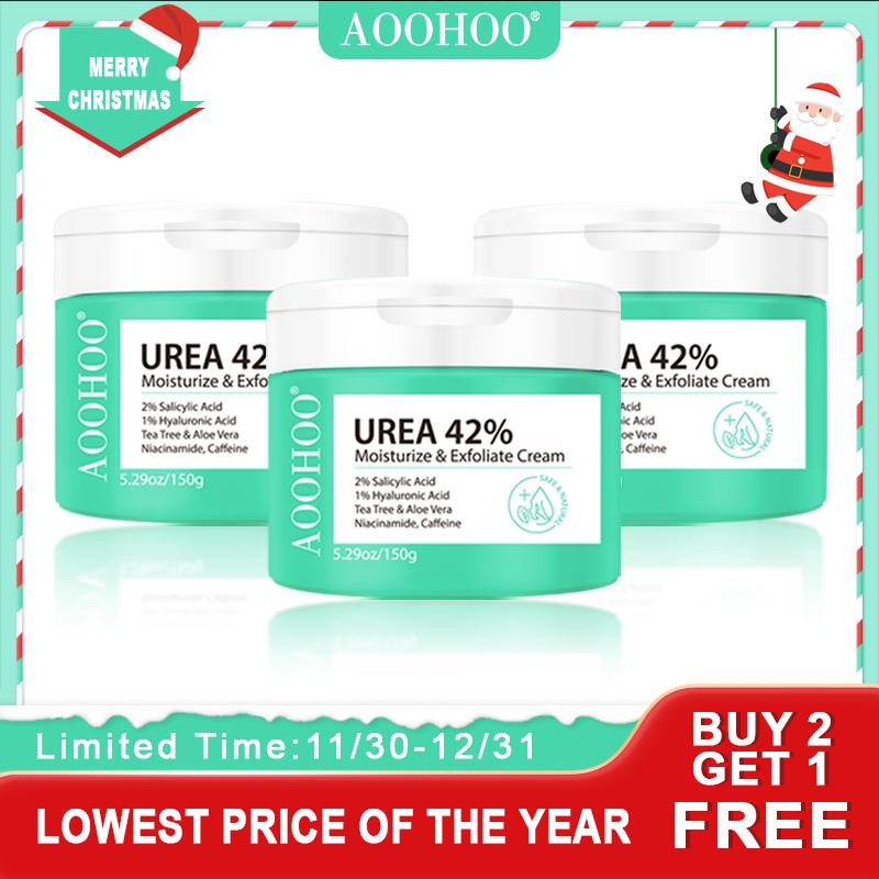 42% Urea AOOHOO Cream Moisturize & Exfoliate Cream 5.29 0z(150g) Foot&Hand Cream for Dry Cracked Heels, Feet, Knees, Elbows, Hands, Corn&Dead Skin&Cuticle Callus Remover, Toenail Softener, Keratolytic Skin Barrier Repair Cream,Calloused Feet&Athletes Foot