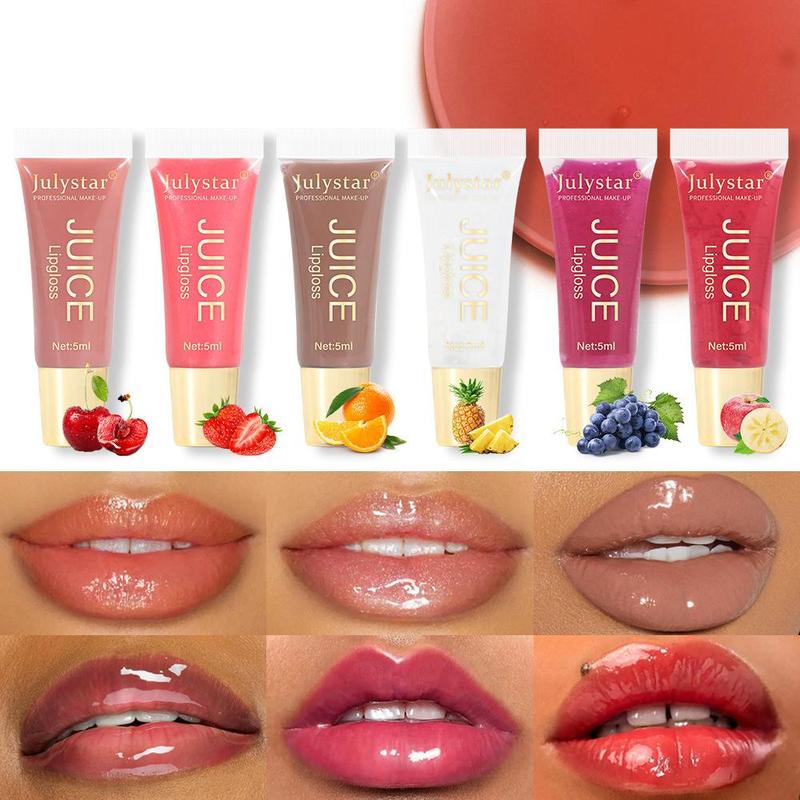 Fruit Flavor Lip Oil, 6 Counts Long Lasting Moisturizing Lip Gloss, Glossy Lip Glaze Stick, Plumping Lip Oil Lip Stick for All Occasions Makeup, Girls and Women, Makeup Cosmetic Products