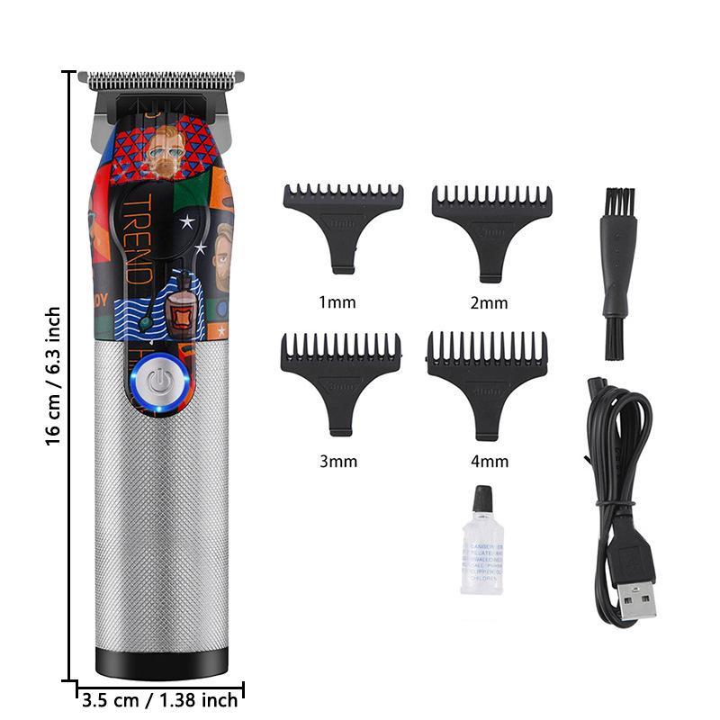 USB Electric Hair Clipper with Four Size Heads, 1 Count Hair Trimmer Set, Electric Shaver Kit, Suitable For Home And Professional Barbershop Use