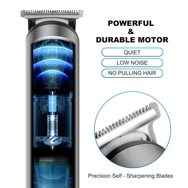 PRITECH Hair Trimmer, Electric Groin Hair Trimmer, Rechargeable Hair Clippers, Cordless Men's Beard Trimmer, Waterproof Body Trimmer with Standing Recharge Dock, Nebula Gray