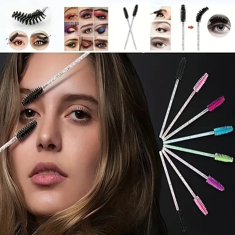 Disposable Eyelash Brush, 20pcs set Crystal Handle Eyelash Spoolie Brush, Portable Eyelash Brush, Professional Makeup Tools for Women, Christmas Gift