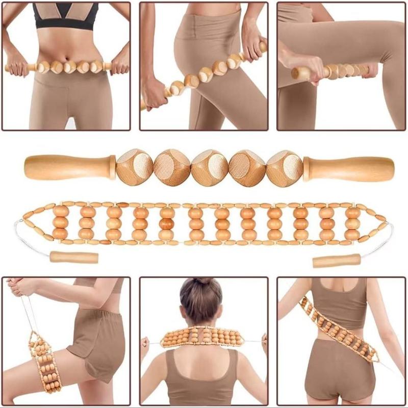 Wooden Massage Tool Set, 6 Counts set Wooden Massager for Body Shaping, Manual Massage Tools for Women & Men, Christmas Gift