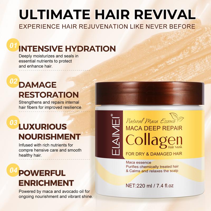 Collagen Hair Treatment Deep Repair Conditioning Argan Oil Hair Mask Essence for All Hair Types 7.4 oz 220ml Conditioner Haircare Repairing