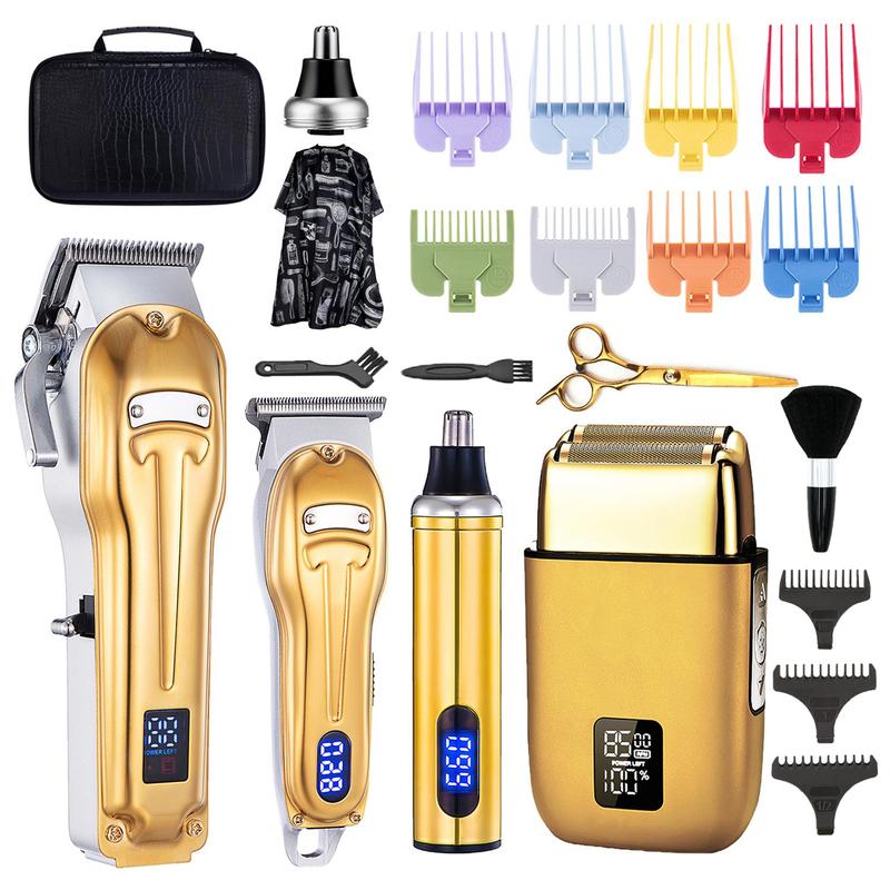 Smooth Hair Clipper for Men, 1 Set Summer Hair Trimming Set, Including Hair Cutting Machines, Shaver, T-blade Nose Hair Trimmer Foil Shavers for Men, Manual Clippers for Men, Professional Clippers Kit Clippers Barber Kit, Men Gifts, Hair Styling Tools