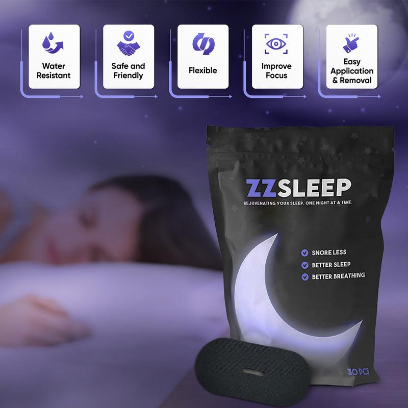 ZZSleep Tape - (30 Strips) Breathable Mouth Tape for Rest & Recovery. Prevents Snoring and Improves Nasal Oxygen Intake. Soft Medical Grade, Hypoallergenic, Gentle Adhesion, Latex Free