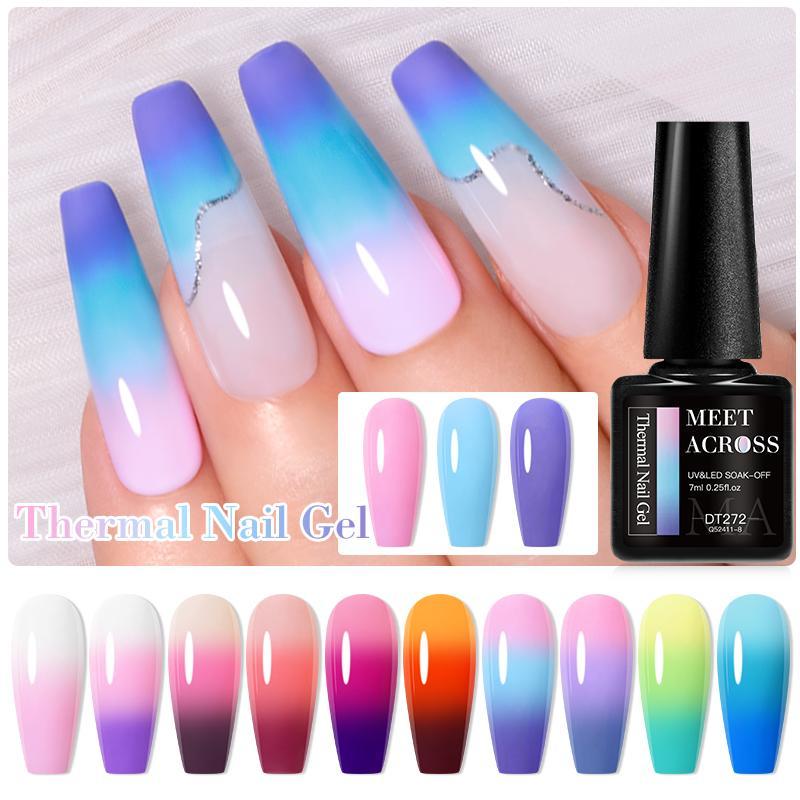 Thermal Gel Nail Polish Set, 6 Counts set Brown Gray Temperature Changes Color UV Glitter Nail Gel, Soak Off Gel, Nail Art & Nail Polish for Women & Girls