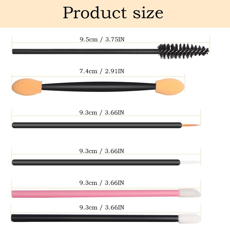 300pcs Disposable Makeup Tool Kit,Brow brush Mascara brush Lip Applicators Eyeshadow applicators Eye liner brush, Makeup Disposable Accessories With Organizer Box BLACK