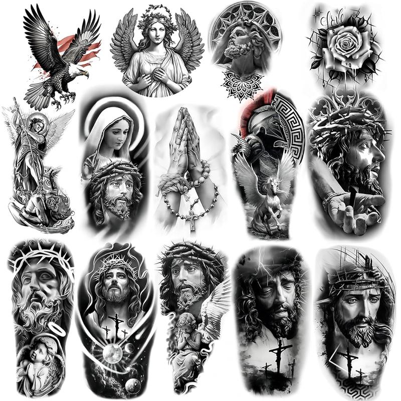 Temporary Religious Tattoos, Angels, Jesus, Mary, Stickers, Jesus Temporary Tattoo, Christ Temporary Tattoo, Angel Temporary Tattoo, arge temporary tattoos for men and women