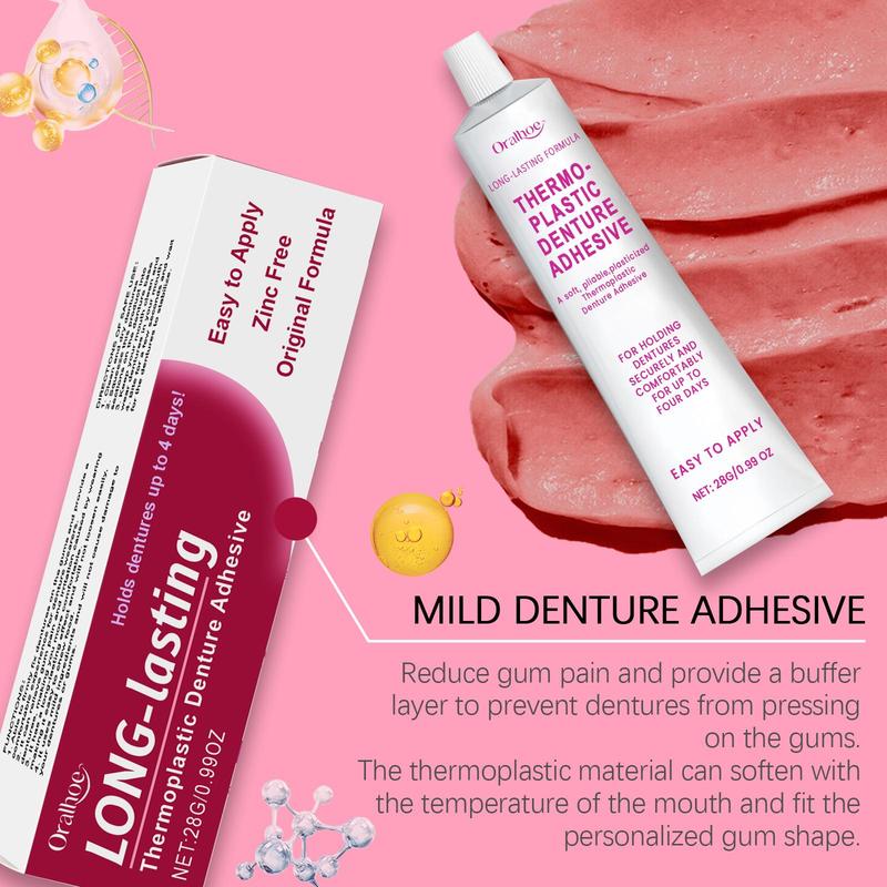 Long-lasting Denture Adhesive, 1 Count Denture Adhesive for Caring Gums, Oral Care Product for Adults, Dental Care Supplies for Daily Use, Christmas Gift