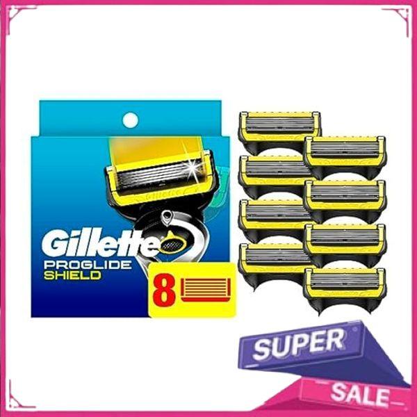 Gillette ProGlide Shield Razor Refills for Men, Shield from Irritation, 5 Bladed Razor with Precision Trimmer, 8 Blade Refills