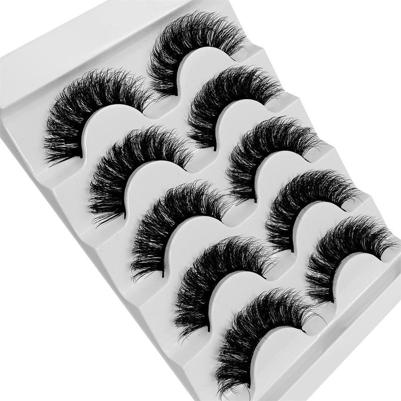 Fluffy False Eyelashes, 5 Pairs Natural Faux Cluster Lashes, Volumized False Eyelashes For Women And Girls Makeup Enhancement