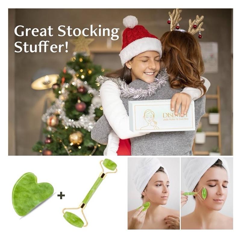 Jade Roller & Gua Sha Facial Tools for Anti-Aging and Skin-Care, Cooling, Slimming & Firming - Skincare, Comfort