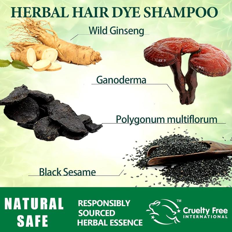 Herbal Hair Color Shampoo:Instant Gray Cocerage+99.99%-Choose Your Shade!Hair Dye Shampoo Haircare Product black dye