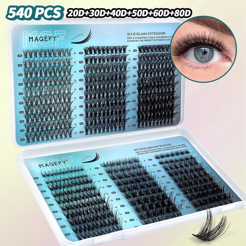 Mixed Length Individual Lashes, 540pcs set Natural Look Eyelash Extensions, Self Grafting Curl Eyelashes, False Eyelashes for Women & Girls Makeup, Christmas Gift