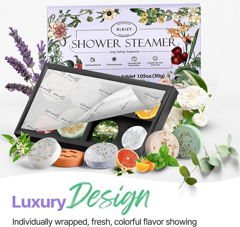 Shower Steamers Aromatherapy BLRIET 8 Pack Gifts for Women, Men, Mom, Teen Lavender Natural Essential Oil Home Spa Self Care Relaxation Stress Relief Shower Bombs Birthday Gifts Stocking Stuffers