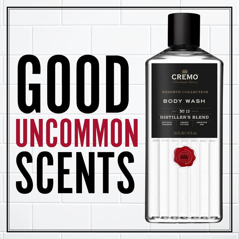 Cremo Rich-Lathering Distiller’s Blend Body Wash for Men, Smoked Vetiver and American Oak 16 Fl Oz Body Care Fragrance Scent Cologne