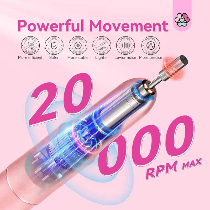 Electric Nail Drill - Electric Nail File Efile Nail Drill Professional Manicure with 6PCS Nail Drill Bits